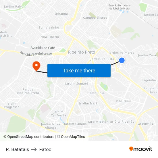 R. Batatais to Fatec map