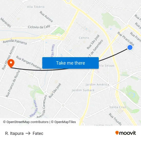 R. Itapura to Fatec map