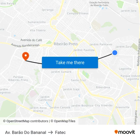 Av. Barão Do Bananal to Fatec map