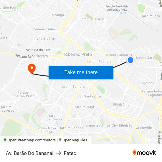 Av. Barão Do Bananal to Fatec map
