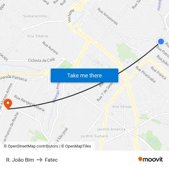 R. João Bim to Fatec map