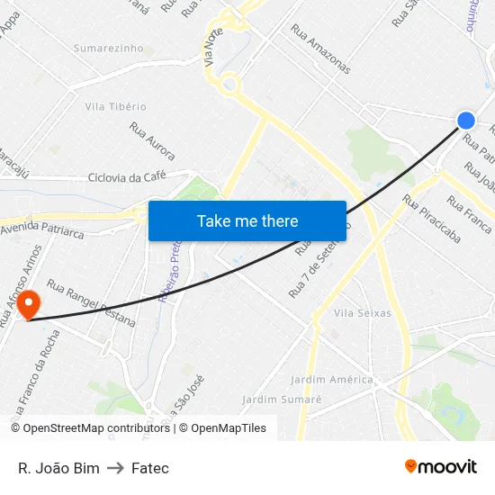R. João Bim to Fatec map