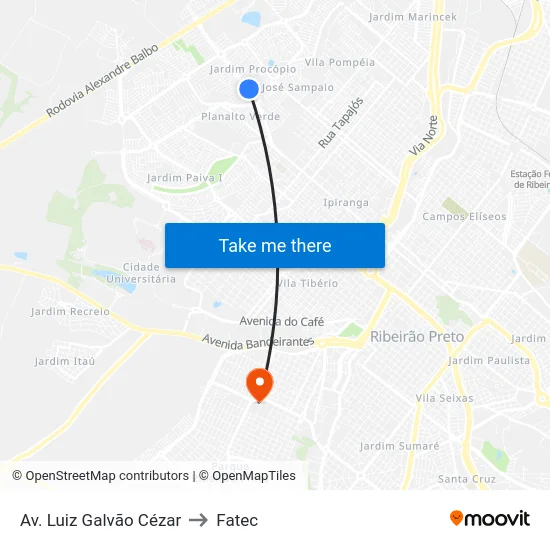 Av. Luiz Galvão Cézar to Fatec map