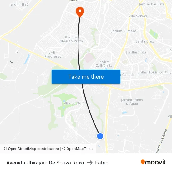 Avenida  Ubirajara De Souza Roxo to Fatec map