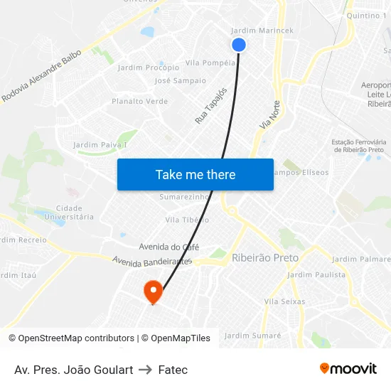 Av. Pres. João Goulart to Fatec map