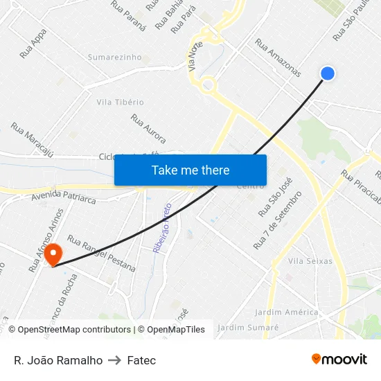 R. João Ramalho to Fatec map