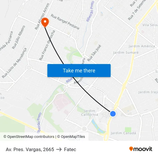 Av. Pres. Vargas, 2665 to Fatec map