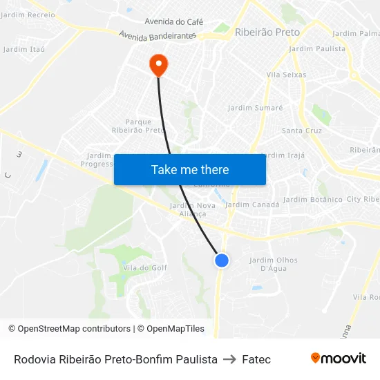 Rodovia Ribeirão Preto-Bonfim Paulista to Fatec map