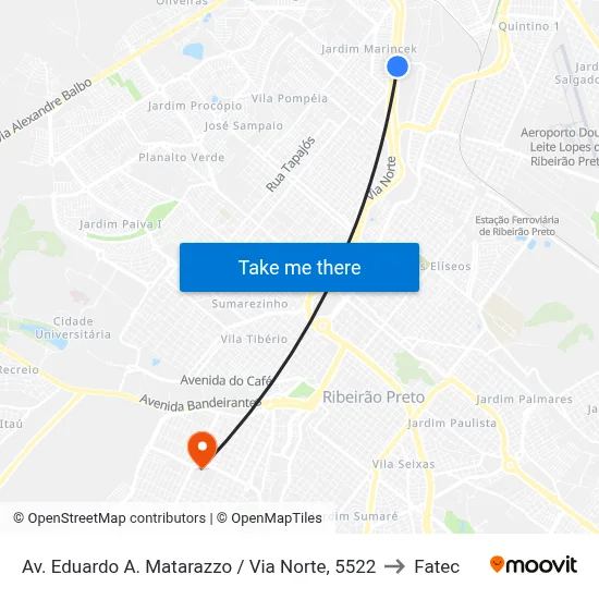 Av. Eduardo A. Matarazzo / Via Norte, 5522 to Fatec map