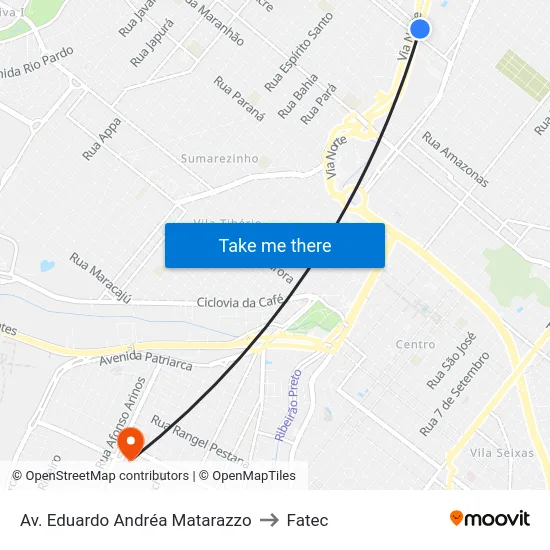 Av. Eduardo Andréa Matarazzo to Fatec map
