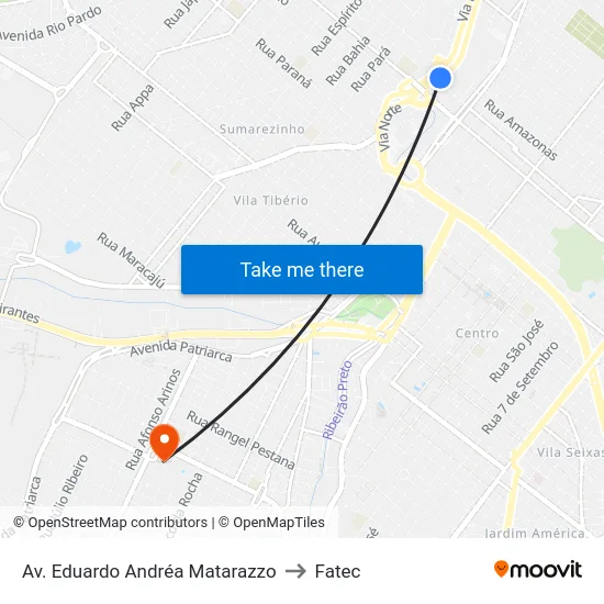 Av. Eduardo Andréa Matarazzo to Fatec map