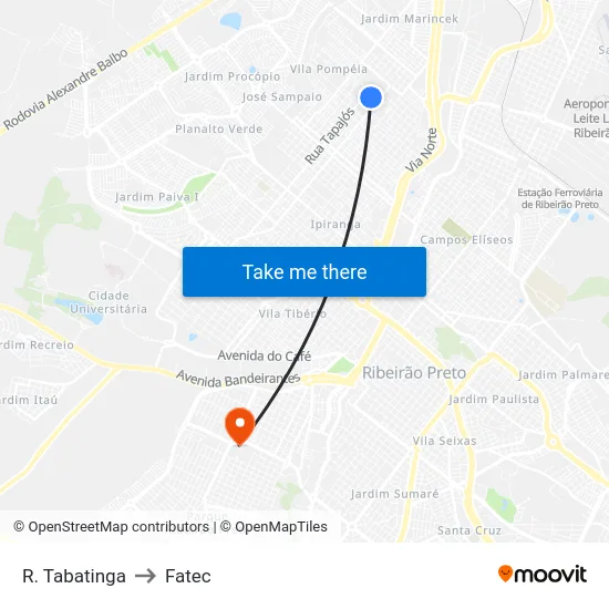 R. Tabatinga to Fatec map