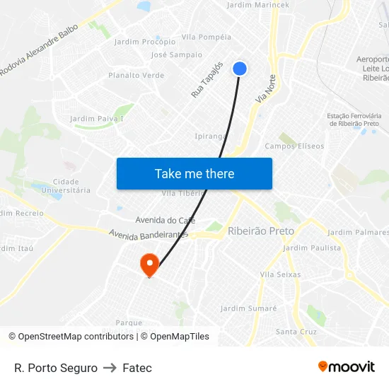 R. Porto Seguro to Fatec map