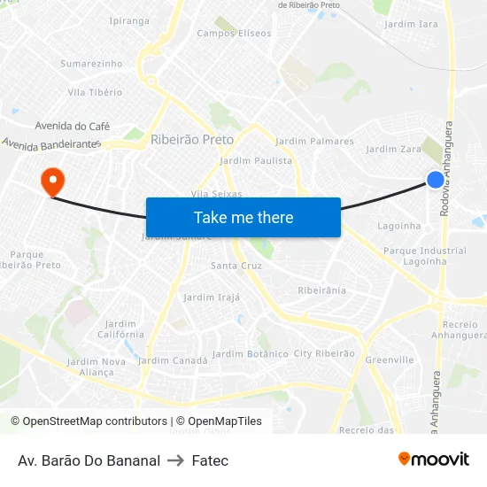 Av. Barão Do Bananal to Fatec map