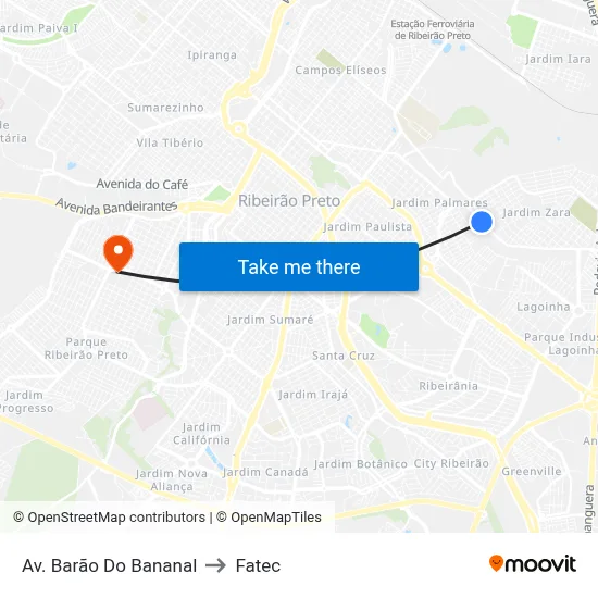 Av. Barão Do Bananal to Fatec map