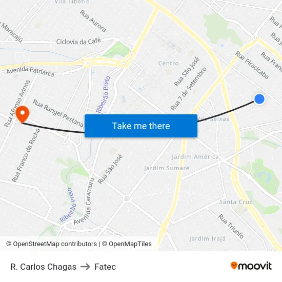 R. Carlos Chagas to Fatec map