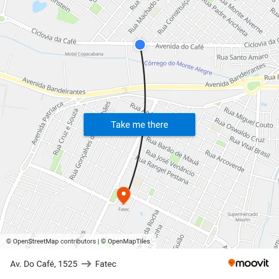 Av. Do Café, 1525 to Fatec map