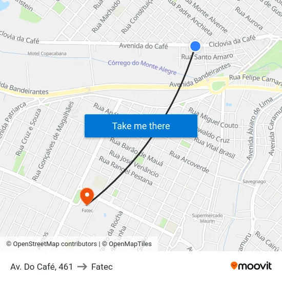 Av. Do Café, 461 to Fatec map