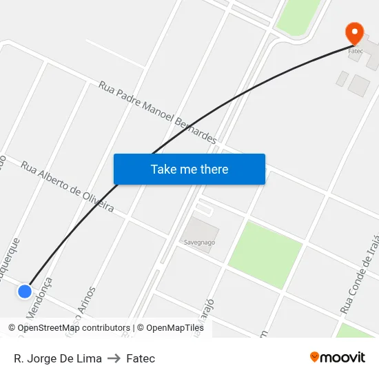 R. Jorge De Lima to Fatec map