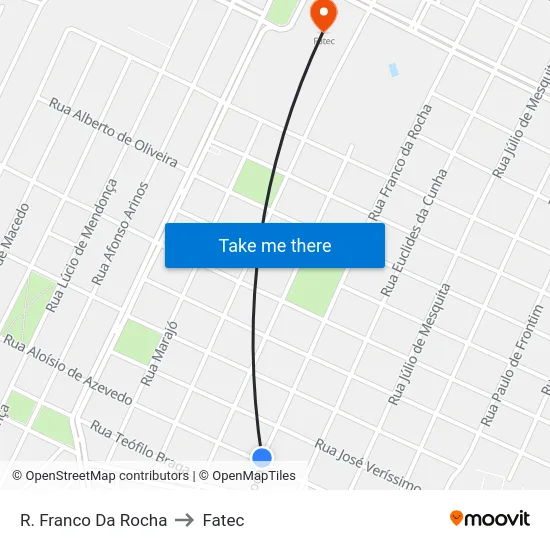 R. Franco Da Rocha to Fatec map