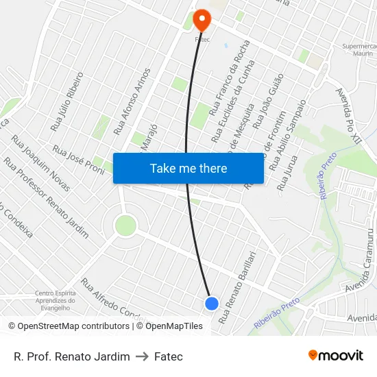 R. Prof. Renato Jardim to Fatec map