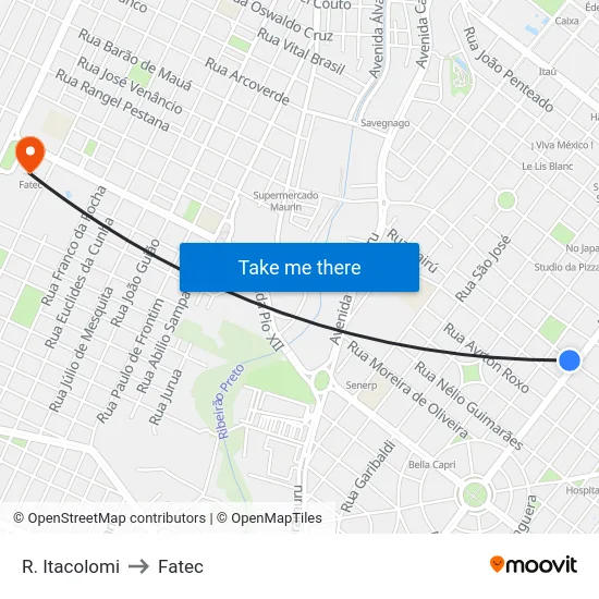 R. Itacolomi to Fatec map