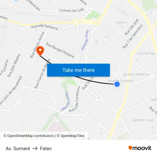 Av. Sumaré to Fatec map