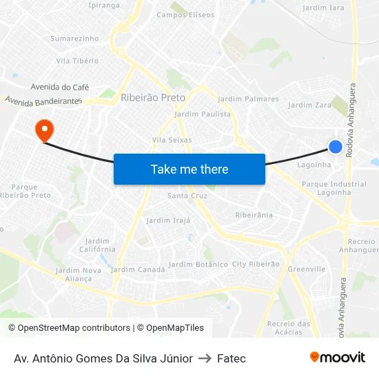 Av. Antônio Gomes Da Silva Júnior to Fatec map