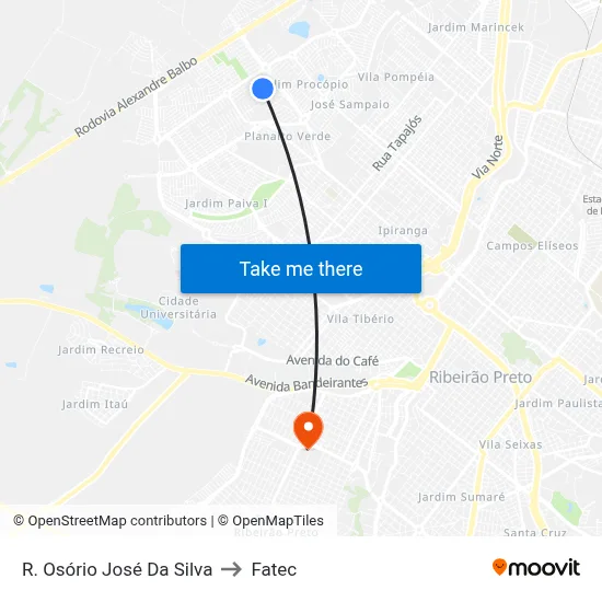 R. Osório José Da Silva to Fatec map