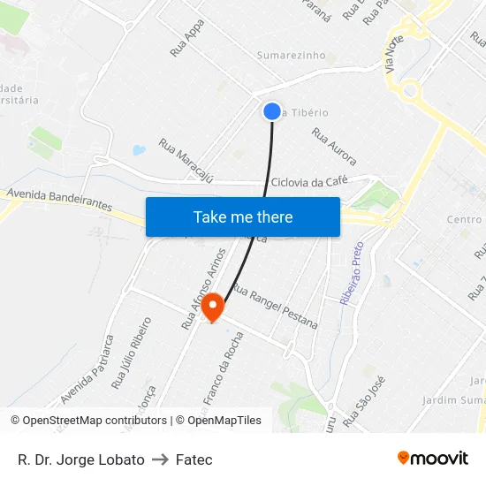 R. Dr. Jorge Lobato to Fatec map