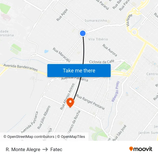 R. Monte Alegre to Fatec map