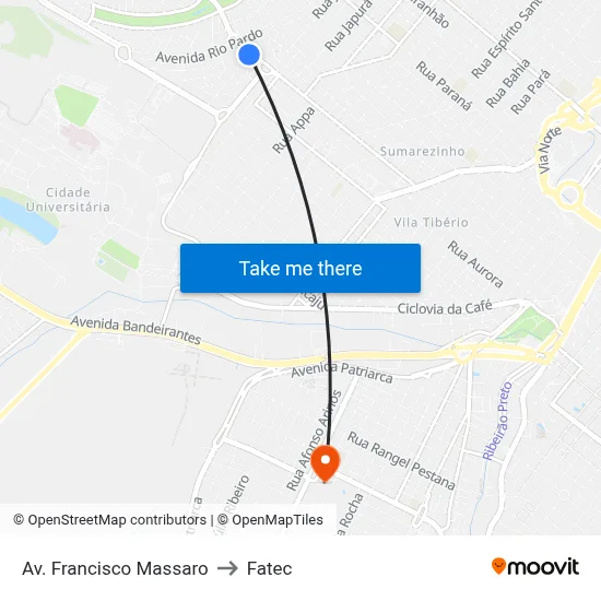 Av. Francisco Massaro to Fatec map