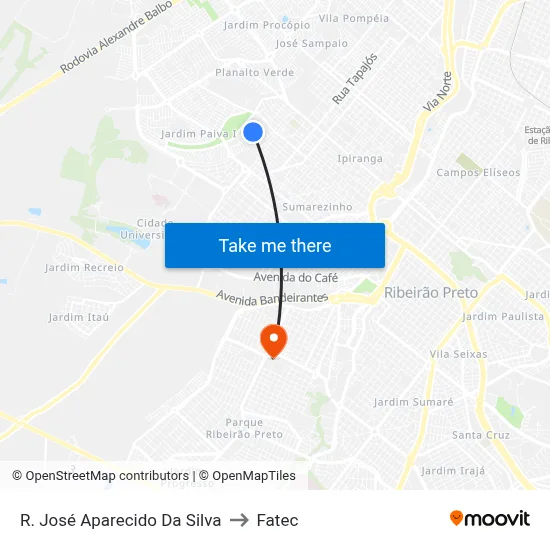 R. José Aparecido Da Silva to Fatec map