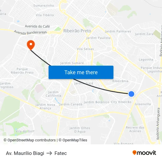 Av. Maurílio Biagi to Fatec map
