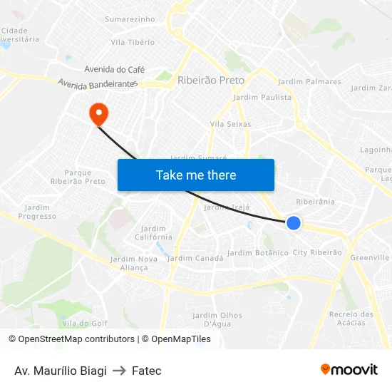Av. Maurílio Biagi to Fatec map