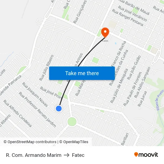R. Com. Armando Marim to Fatec map