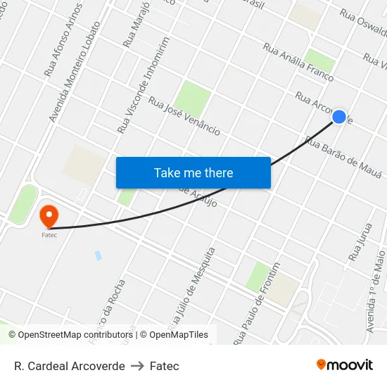 R. Cardeal Arcoverde to Fatec map