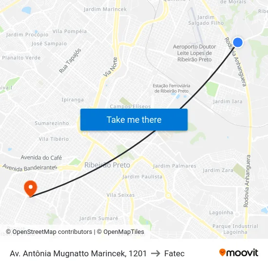 Av. Antônia Mugnatto Marincek, 1201 to Fatec map