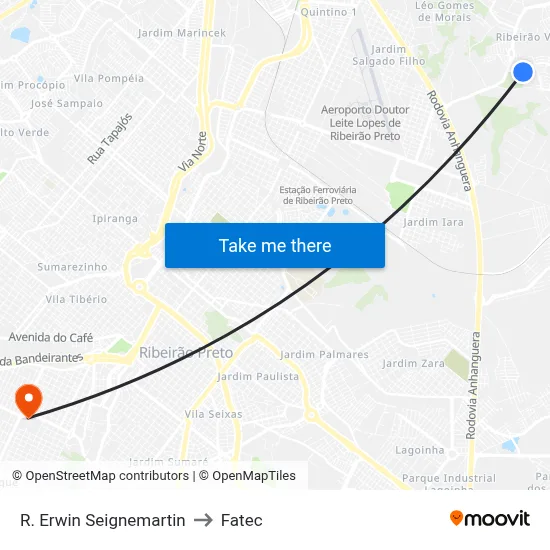 R. Erwin Seignemartin to Fatec map