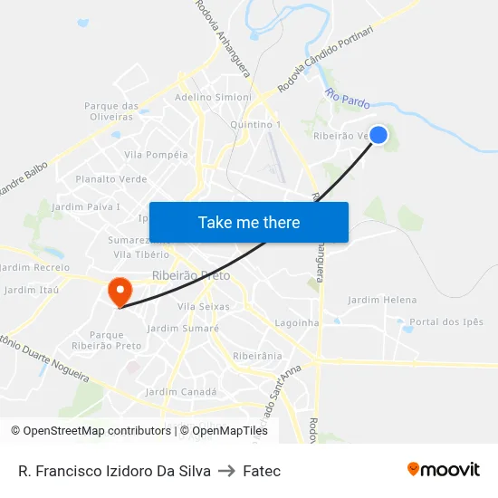 R. Francisco Izidoro Da Silva to Fatec map