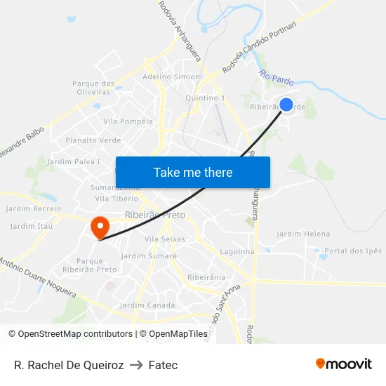 R. Rachel De Queiroz to Fatec map