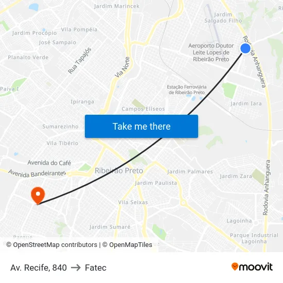 Av. Recife, 840 to Fatec map