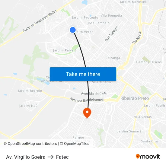 Av. Virgílio Soeira to Fatec map