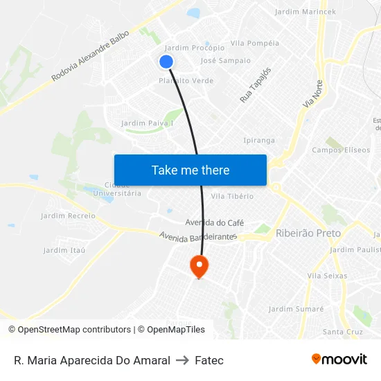 R. Maria Aparecida Do Amaral to Fatec map