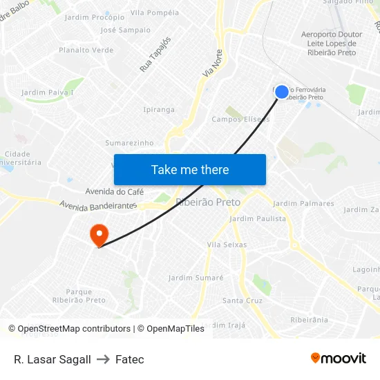R. Lasar Sagall to Fatec map