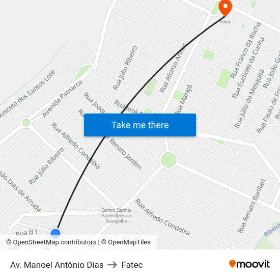 Av. Manoel Antônio Dias to Fatec map