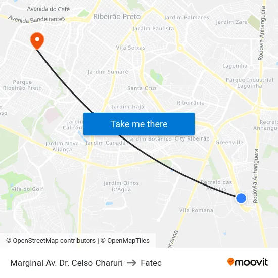Marginal Av. Dr. Celso Charuri to Fatec map