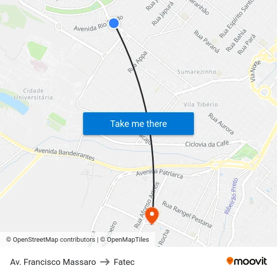 Av. Francisco Massaro to Fatec map