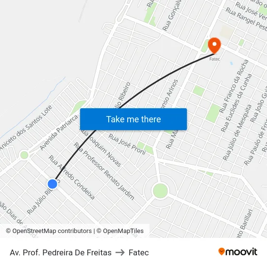 Av. Prof. Pedreira De Freitas to Fatec map