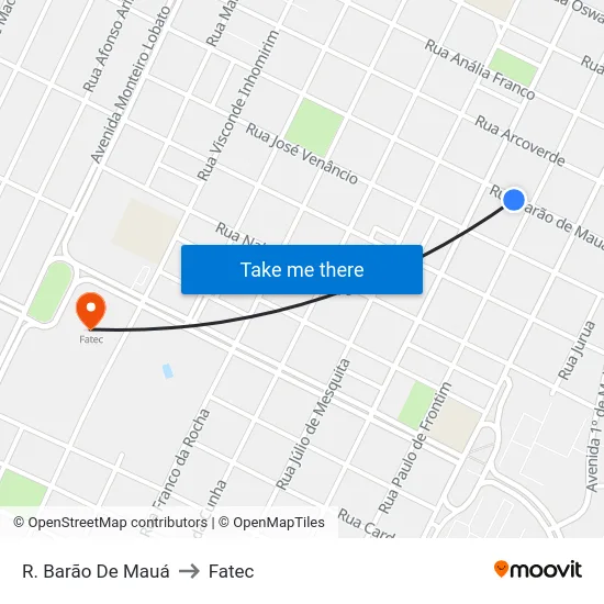 R. Barão De Mauá to Fatec map